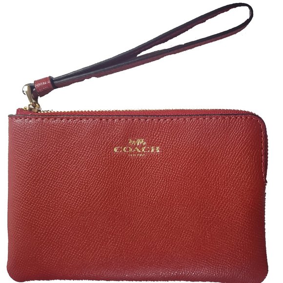 Coach  Gold/1941 Red Corner Zip Wristlet - Picture 2 of 6